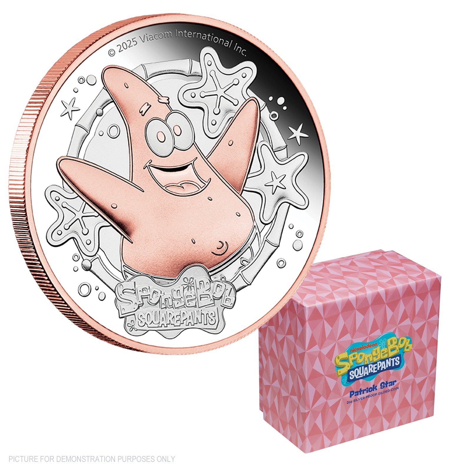 2025 Perth Mint Spongebob Squarepants - Patrick Star 2oz Silver Proof Gilded Coin